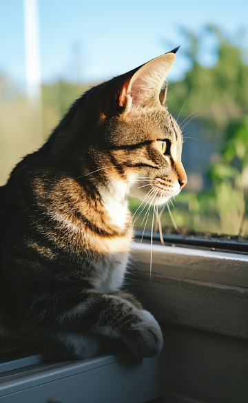 猫看向窗外