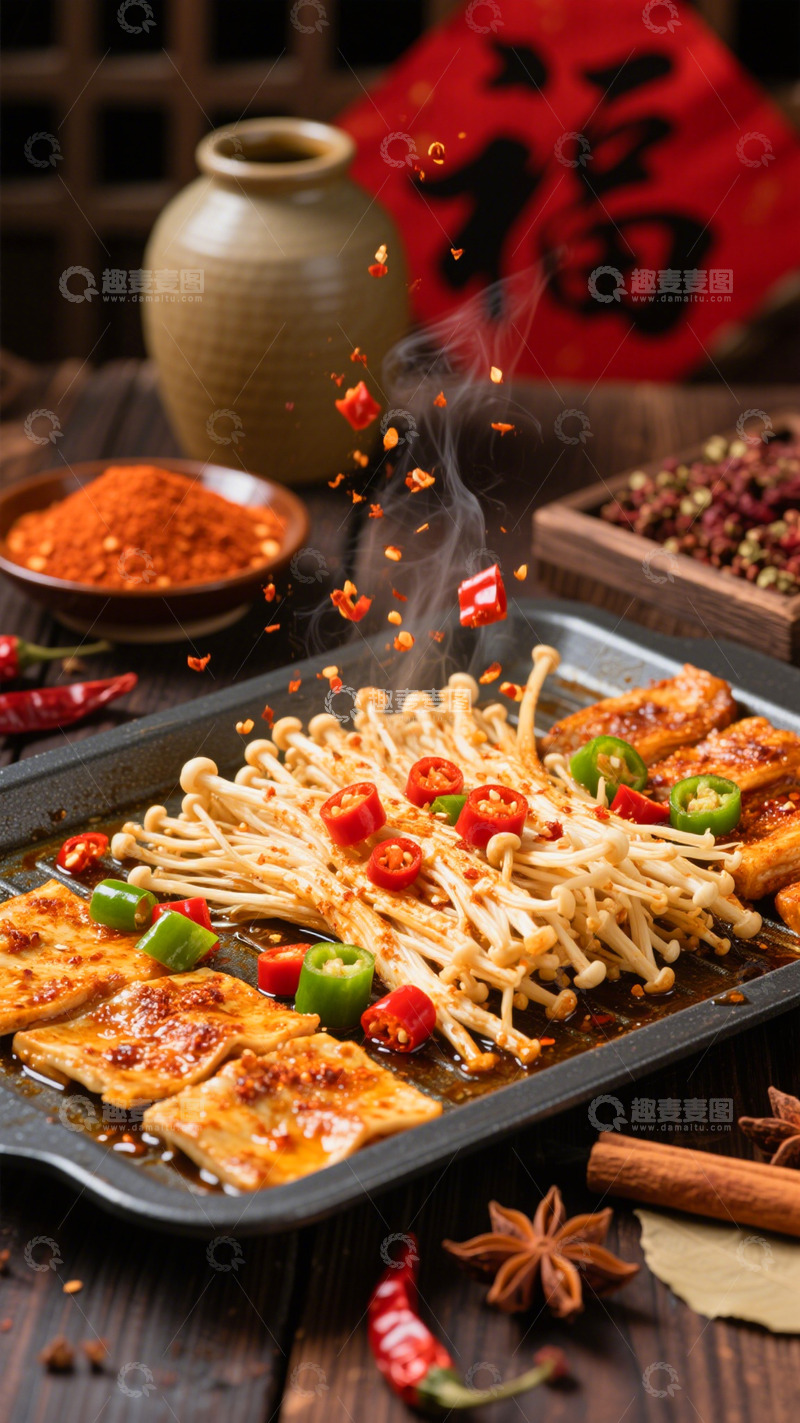 高清大图下载【趣麦麦图】烤金针菇摄影图