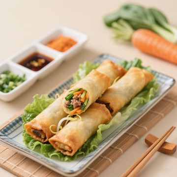 炸香脆的春卷摄影图