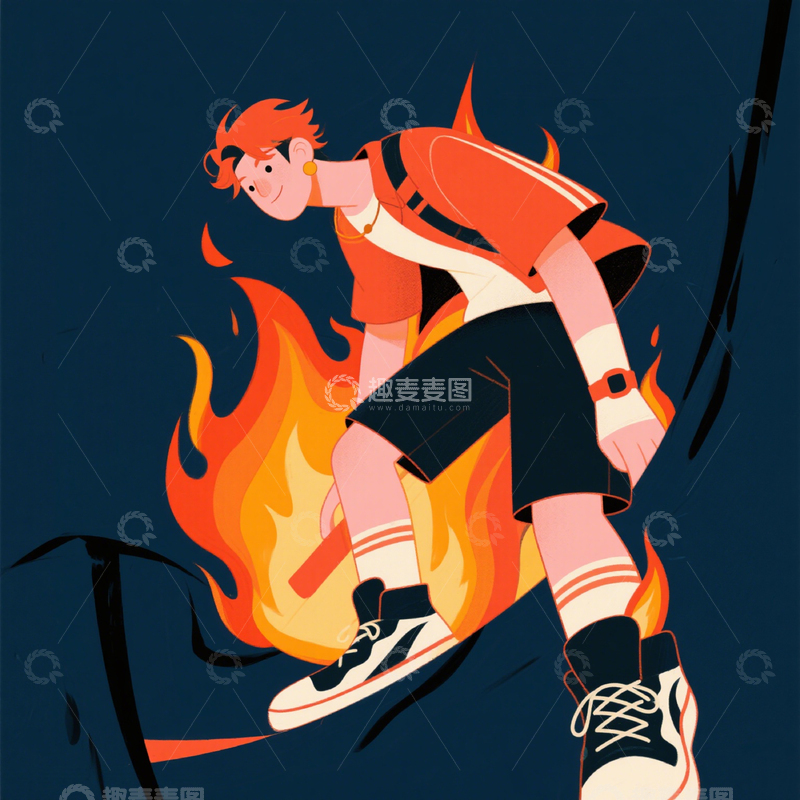 高清大图下载【趣麦麦图】炽焰新青年素材