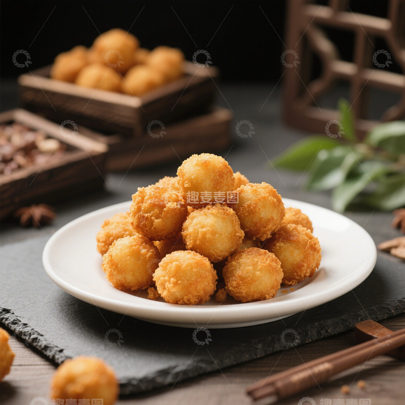 高清大图下载【趣麦麦图】炸地瓜丸子摄影图