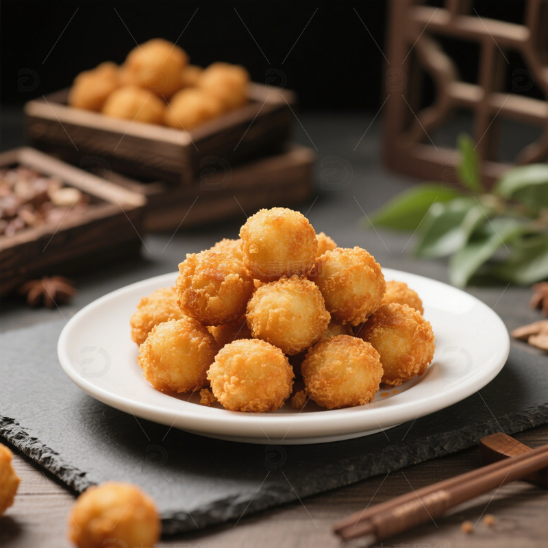 高清大图下载【趣麦麦图】炸地瓜丸子摄影图