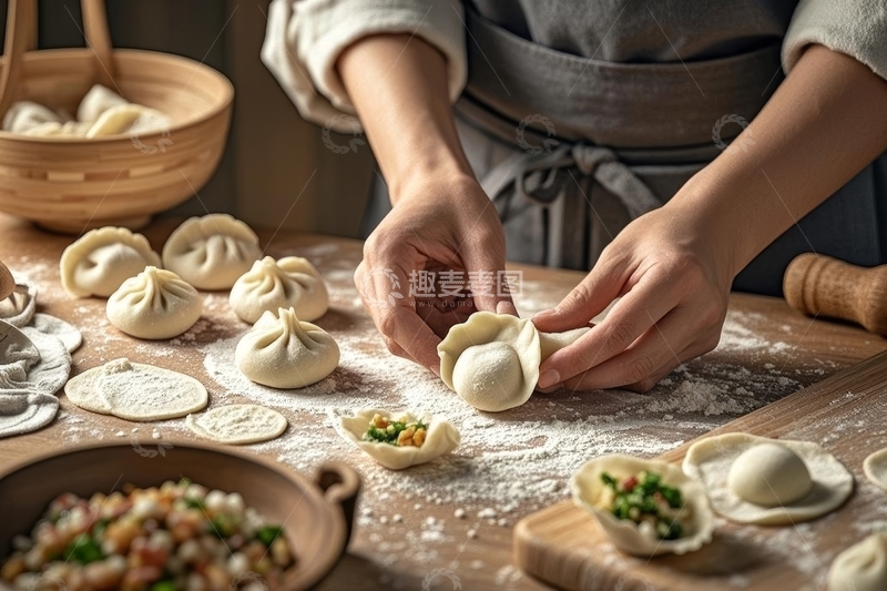 高清大图下载【趣麦麦图】美食主食水饺制作高清特写1