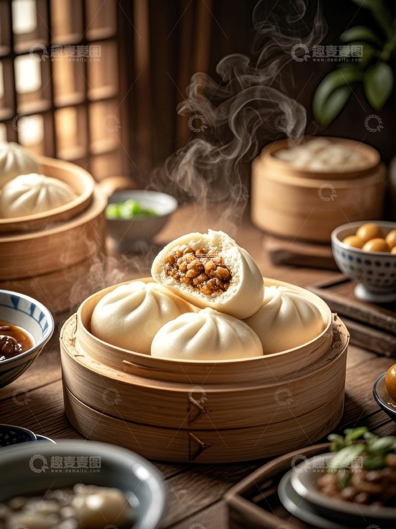 高清大图下载【趣麦麦图】美食主食大包子清特写9