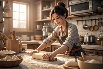 美食主食面食和面高清特写1