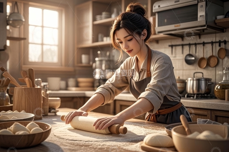 高清大图下载【趣麦麦图】美食主食面食和面高清特写1