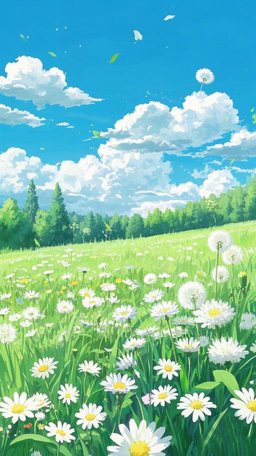 春花盛开的山坡