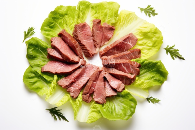 高清大图下载【趣麦麦图】生菜和牛肉块美食