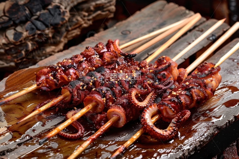 高清大图下载【趣麦麦图】一把烤鱿鱼串