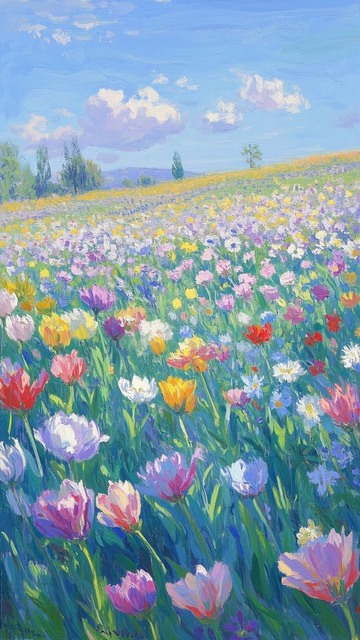油画风山花烂漫