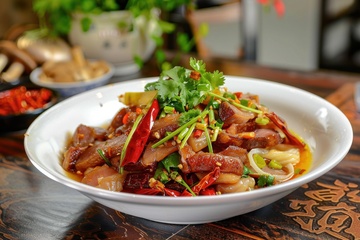 一盘炒肉片美食