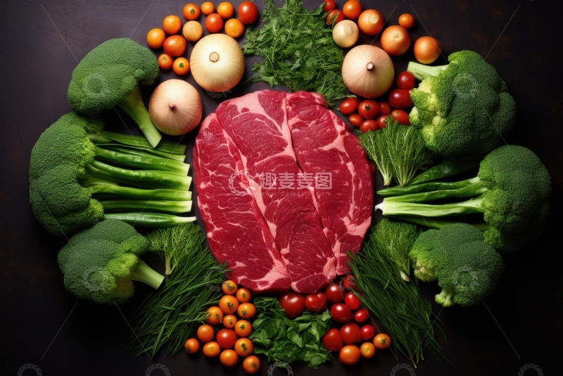 高清大图下载【趣麦麦图】生牛肉和新鲜蔬菜