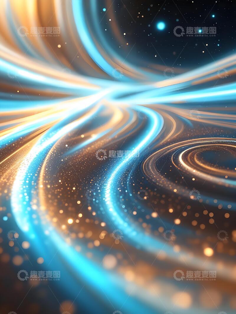 高清大图下载【趣麦麦图】粒子光效蓝色商务科技展板背景23