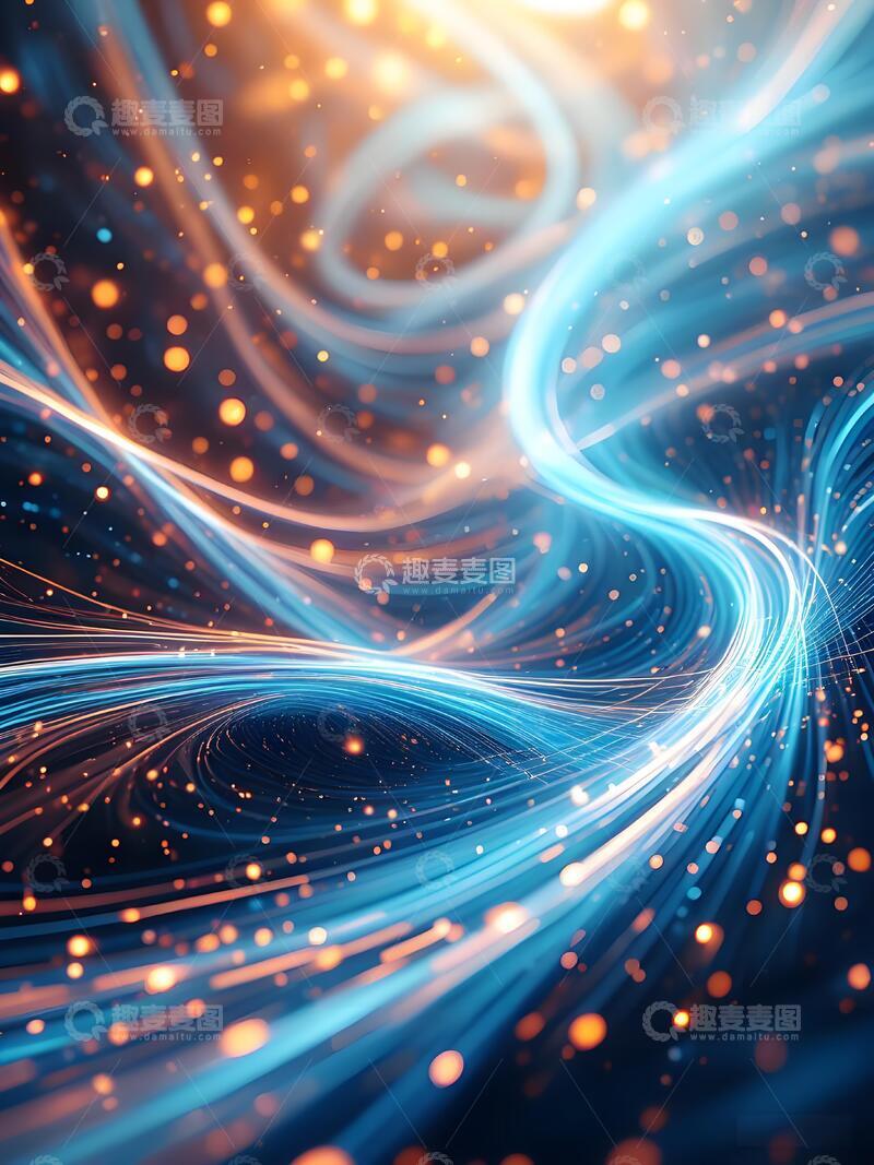 高清大图下载【趣麦麦图】粒子光效蓝色商务科技展板背景18