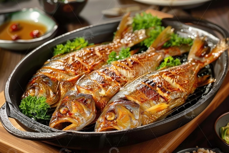 高清大图下载【趣麦麦图】美味的香煎烤鱼