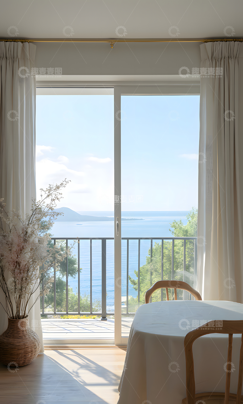 高清大图下载【趣麦麦图】开阔的海景简约雅致的现代风格室内居家空间 7