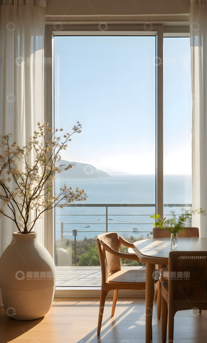 高清大图下载【趣麦麦图】开阔的海景简约雅致的现代风格室内居家空间 3
