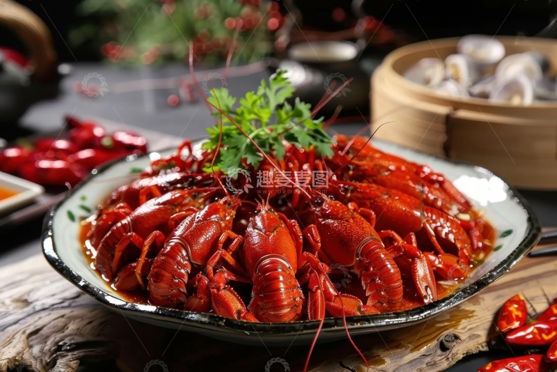 高清大图下载【趣麦麦图】一盘麻辣小龙虾美食