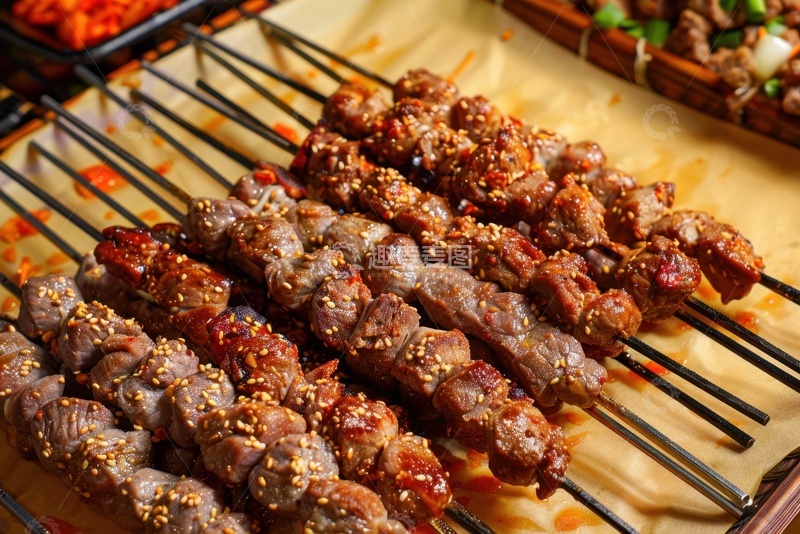 高清大图下载【趣麦麦图】一把美味的烤肉串