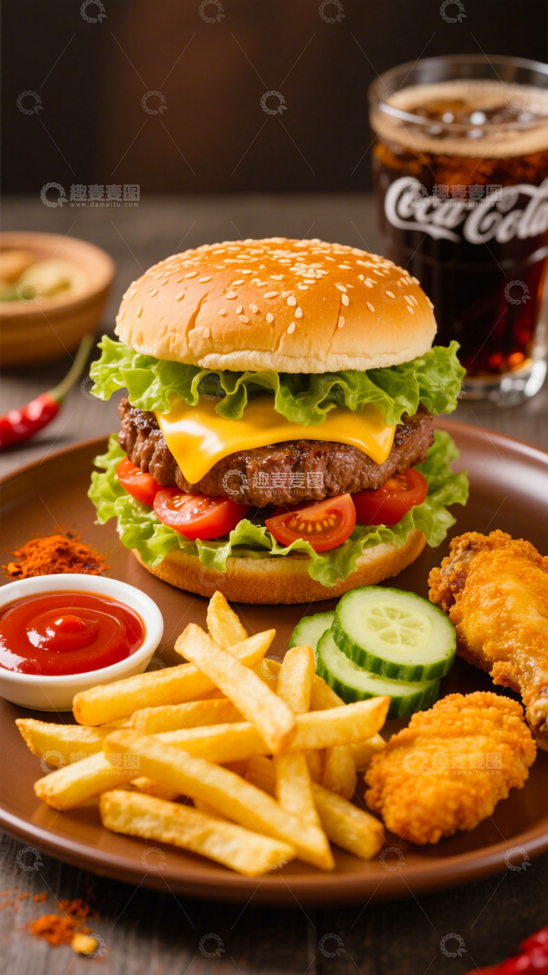 高清大图下载【趣麦麦图】西餐美食汉堡薯条摄影图5