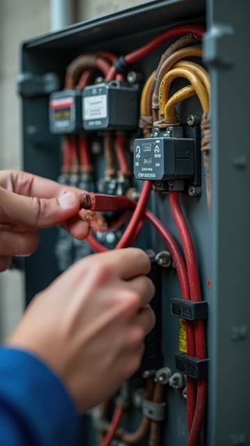 电工双手操作电气线路场景