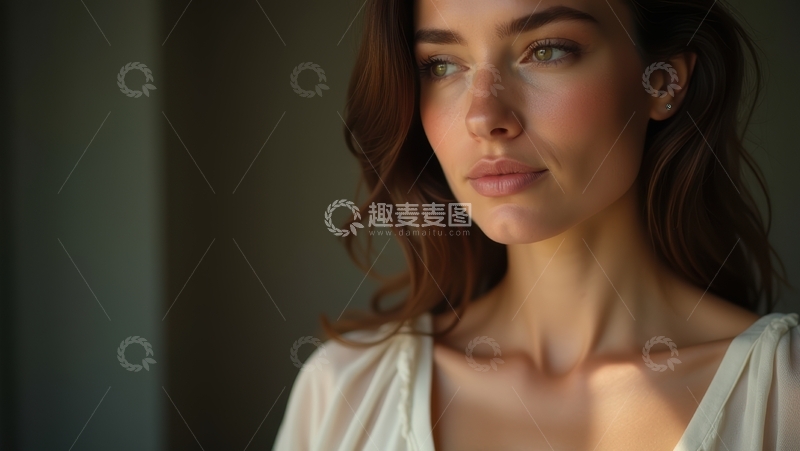 高清大图下载【趣麦麦图】暖光勾勒，呈现女性柔美神态