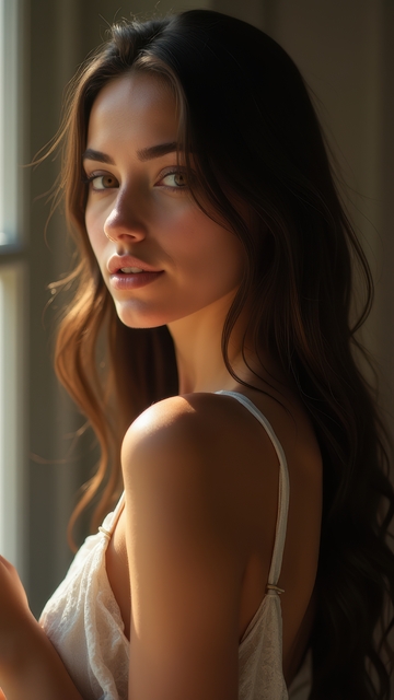 窗边侧影女子的温婉迷人瞬间