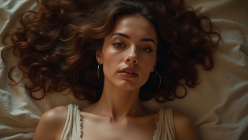 卧姿女性的慵懒卷发优雅氛围