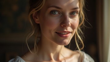 暖光中微笑女子的灵动魅力