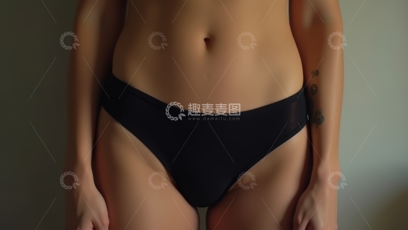 高清大图下载【趣麦麦图】穿黑色内裤的女子躯干特写