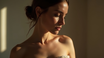 光影勾勒的女性肩部优雅线条