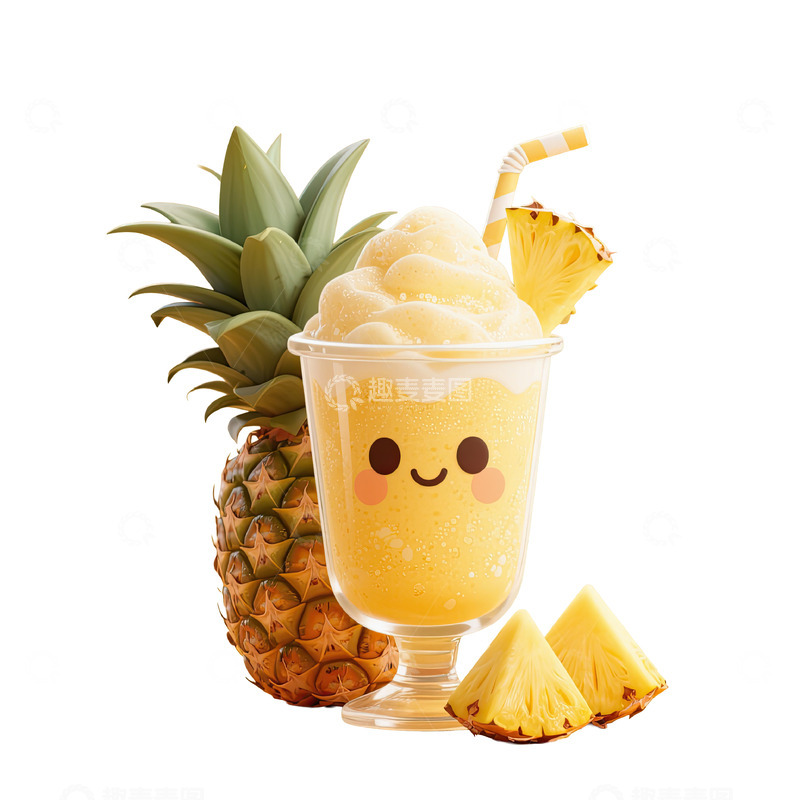 高清大图下载【趣麦麦图】菠萝冰沙甜品果汁