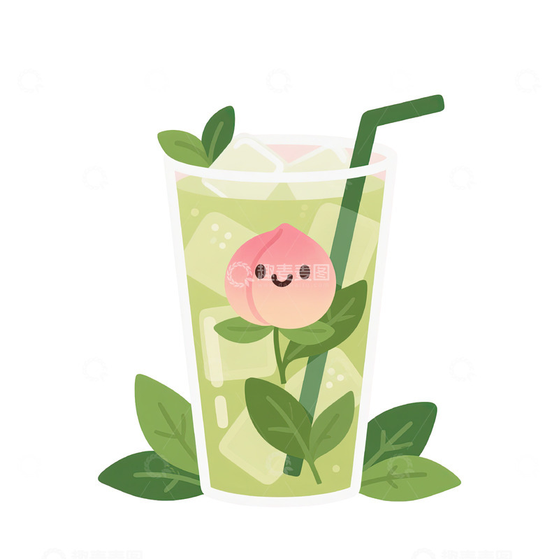 高清大图下载【趣麦麦图】冰镇桃子薄荷柠檬水