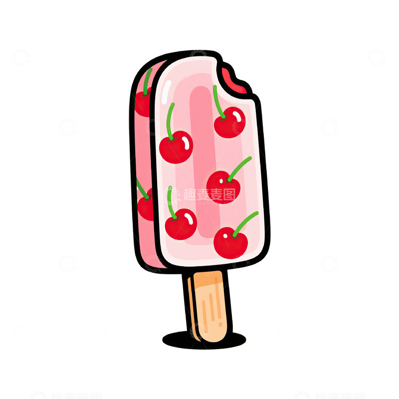 高清大图下载【趣麦麦图】樱桃冰棒雪糕