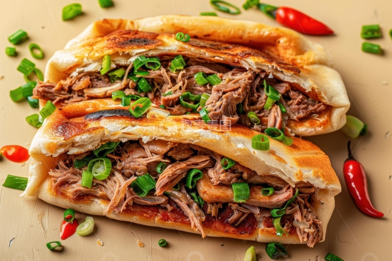 高清大图下载【趣麦麦图】美味的肉夹馍美食