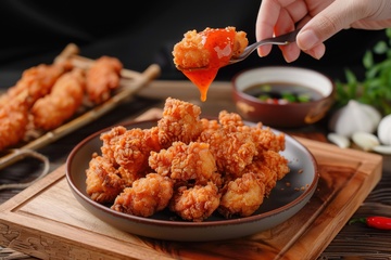 油炸鸡块美食