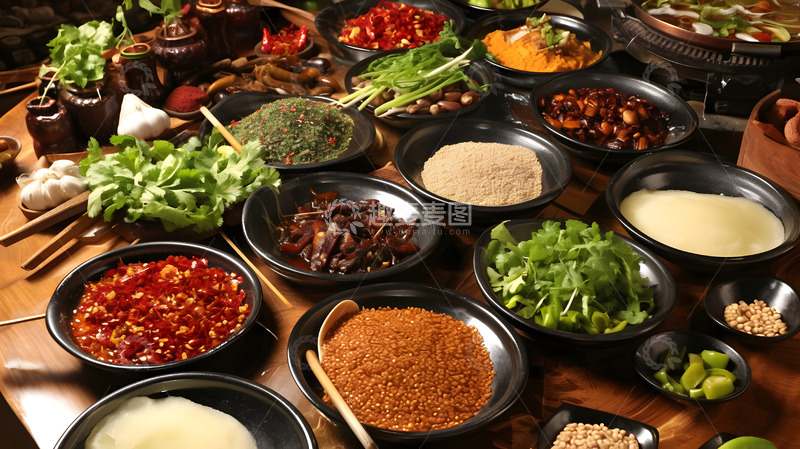 高清大图下载【趣麦麦图】-火锅调料小料配菜1