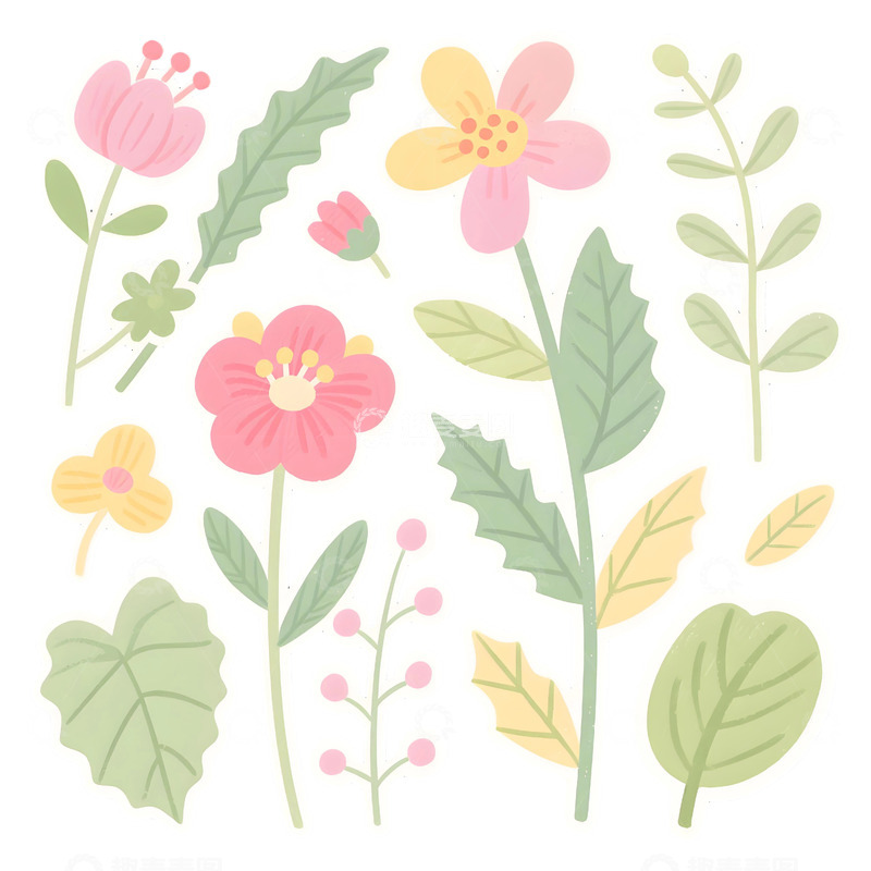 高清大图下载【趣麦麦图】花草插画免扣素材6