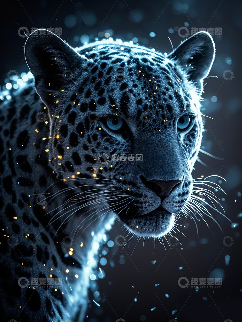 高清大图下载【趣麦麦图】粒子组成的豹子