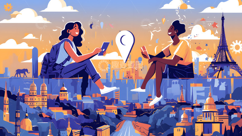 高清大图下载【趣麦麦图】世界友好交流矢量插画