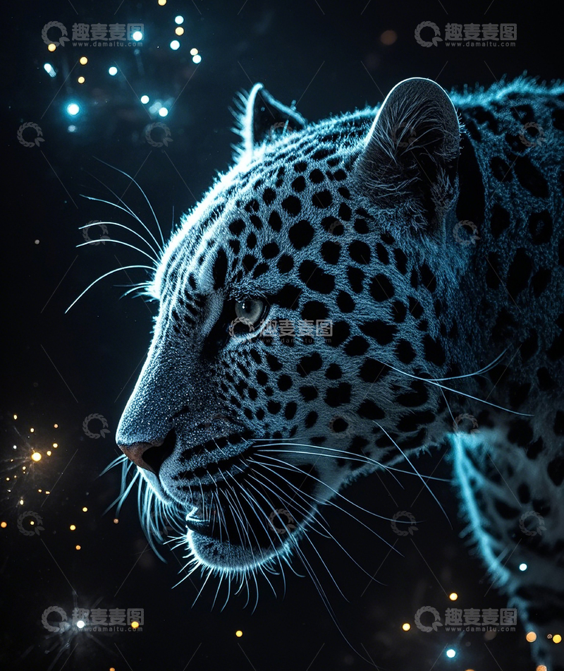 高清大图下载【趣麦麦图】粒子组成的豹子3