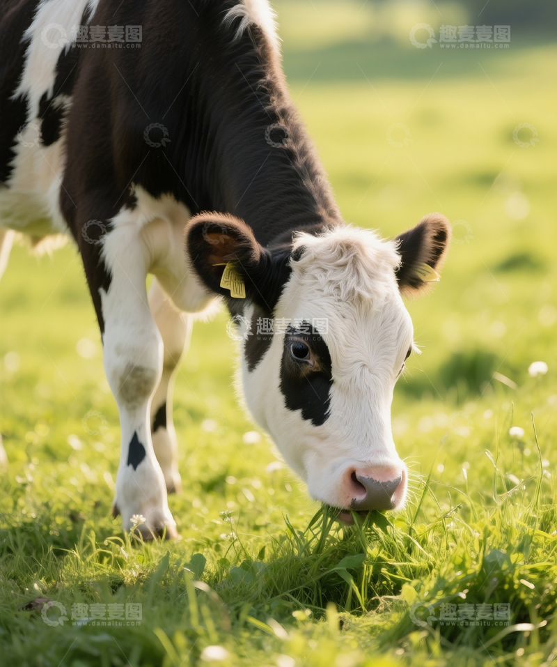高清大图下载【趣麦麦图】低头吃草的牛6