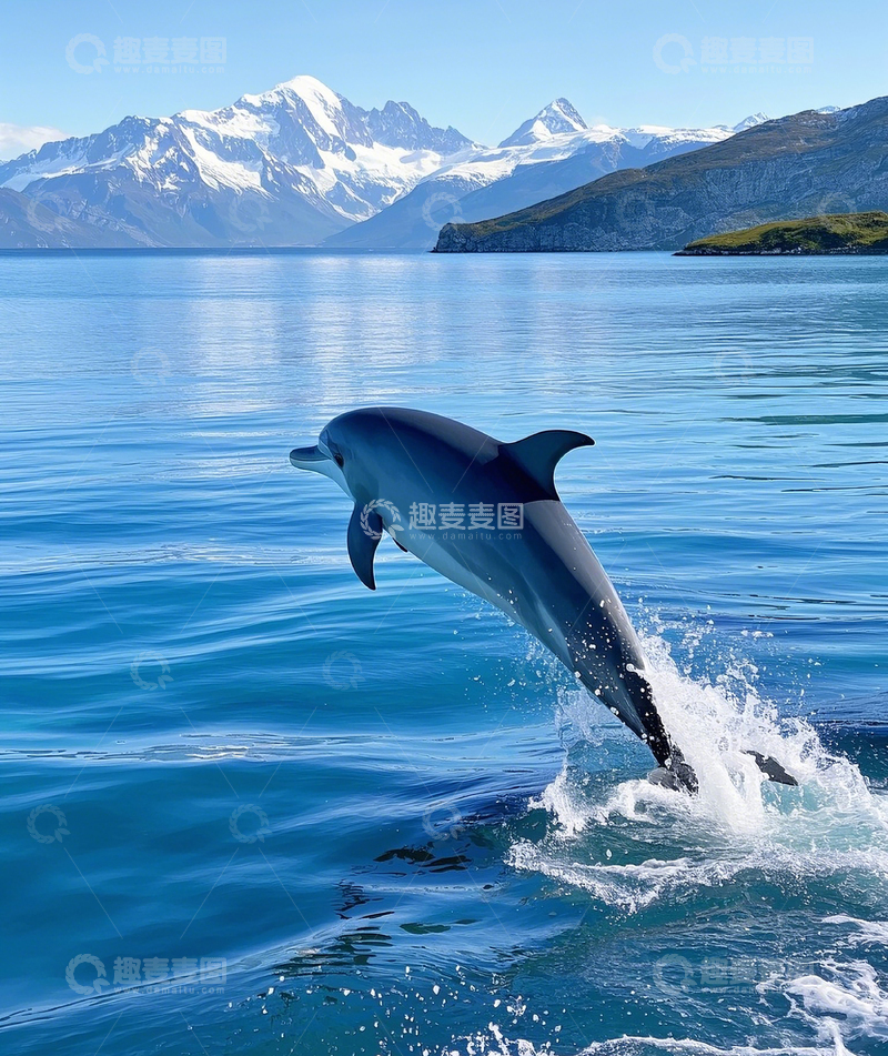 高清大图下载【趣麦麦图】跃出水面的海豚3