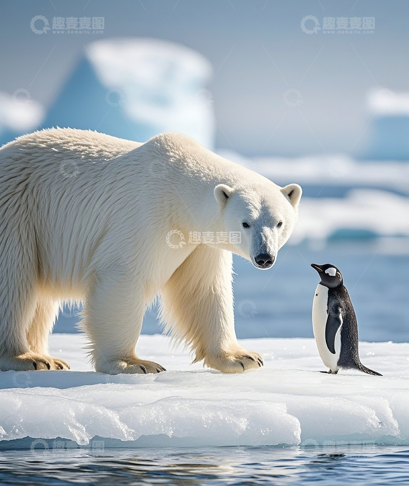 高清大图下载【趣麦麦图】北极熊和企鹅