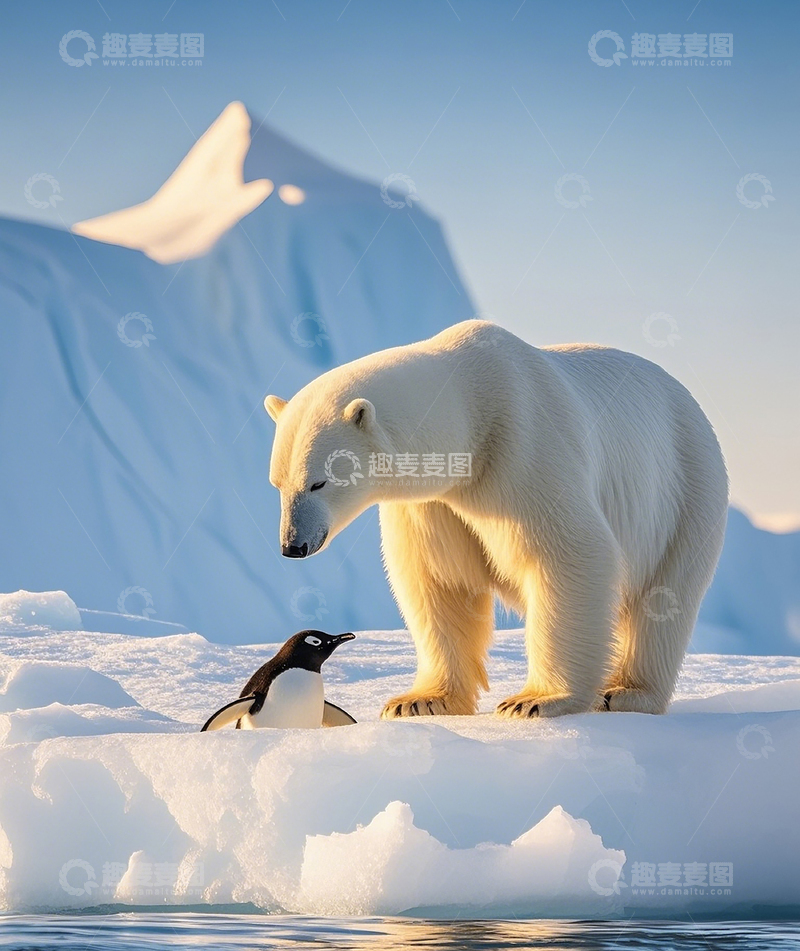 高清大图下载【趣麦麦图】北极熊和企鹅1