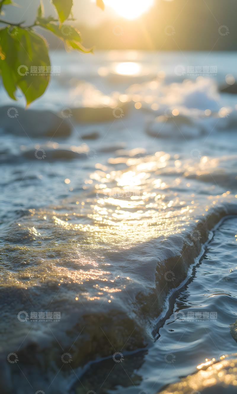 高清大图下载【趣麦麦图】户外山水溪流光影绿色大自然背景电商产品展示4