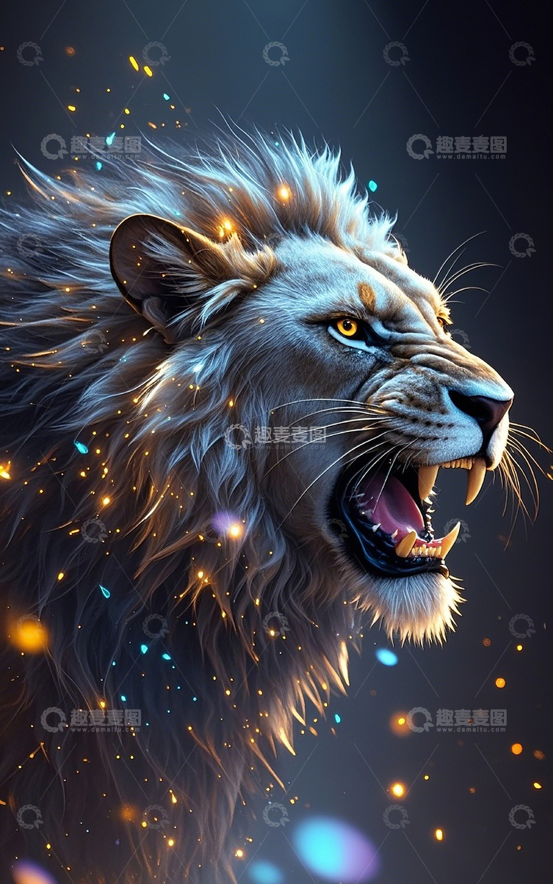 高清大图下载【趣麦麦图】粒子组成的狮子1