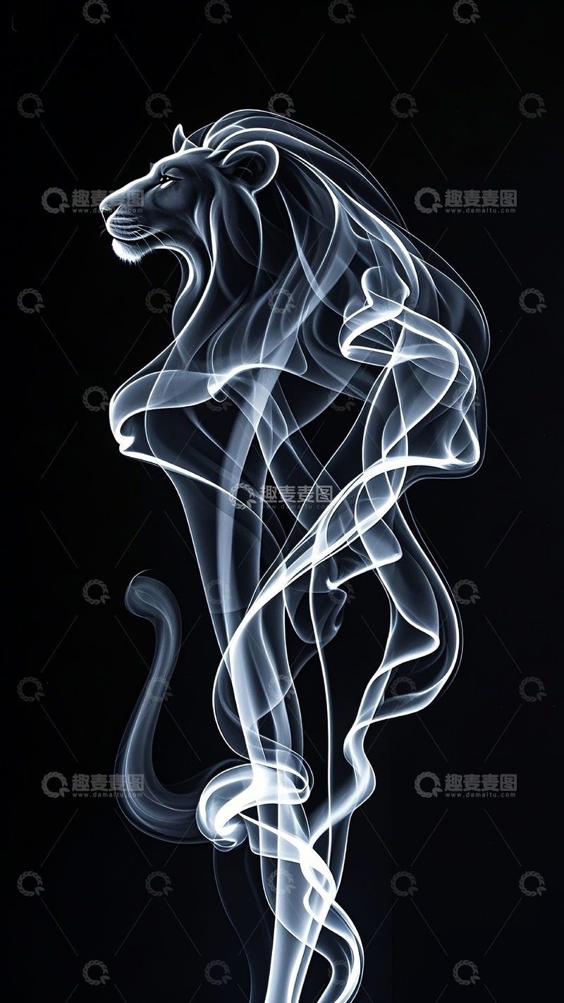 高清大图下载【趣麦麦图】烟雾组成的狮子