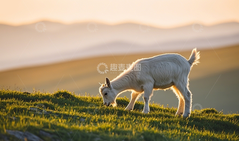高清大图下载【趣麦麦图】低头吃草的山羊3