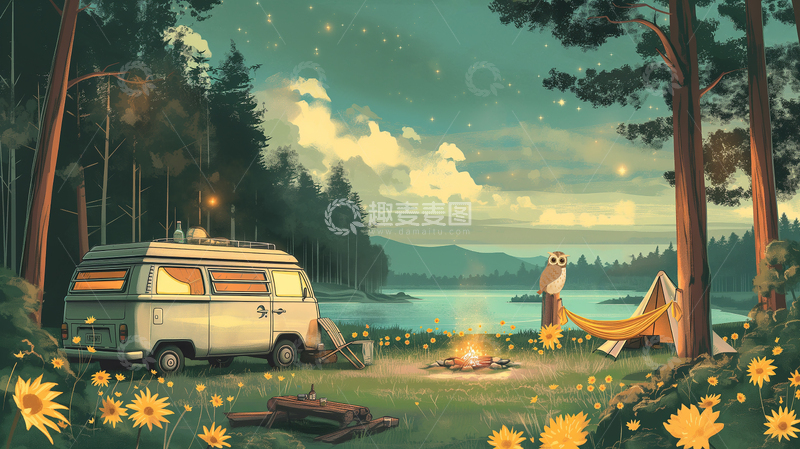 高清大图下载【趣麦麦图】星空户外露营